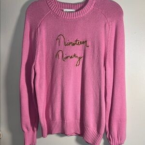 Reworked Embroidered Year 1990 Pink Women's Knit Sweater
